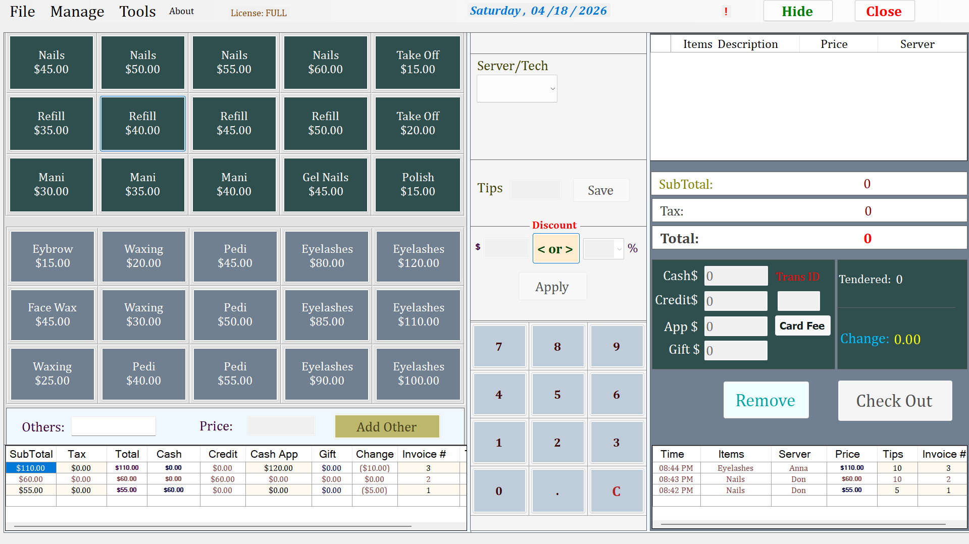 Main POS Screen